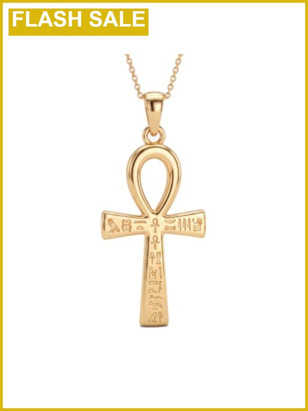 925 Sterling Silver Ankh Cross Pendant Necklace Hieroglyphic